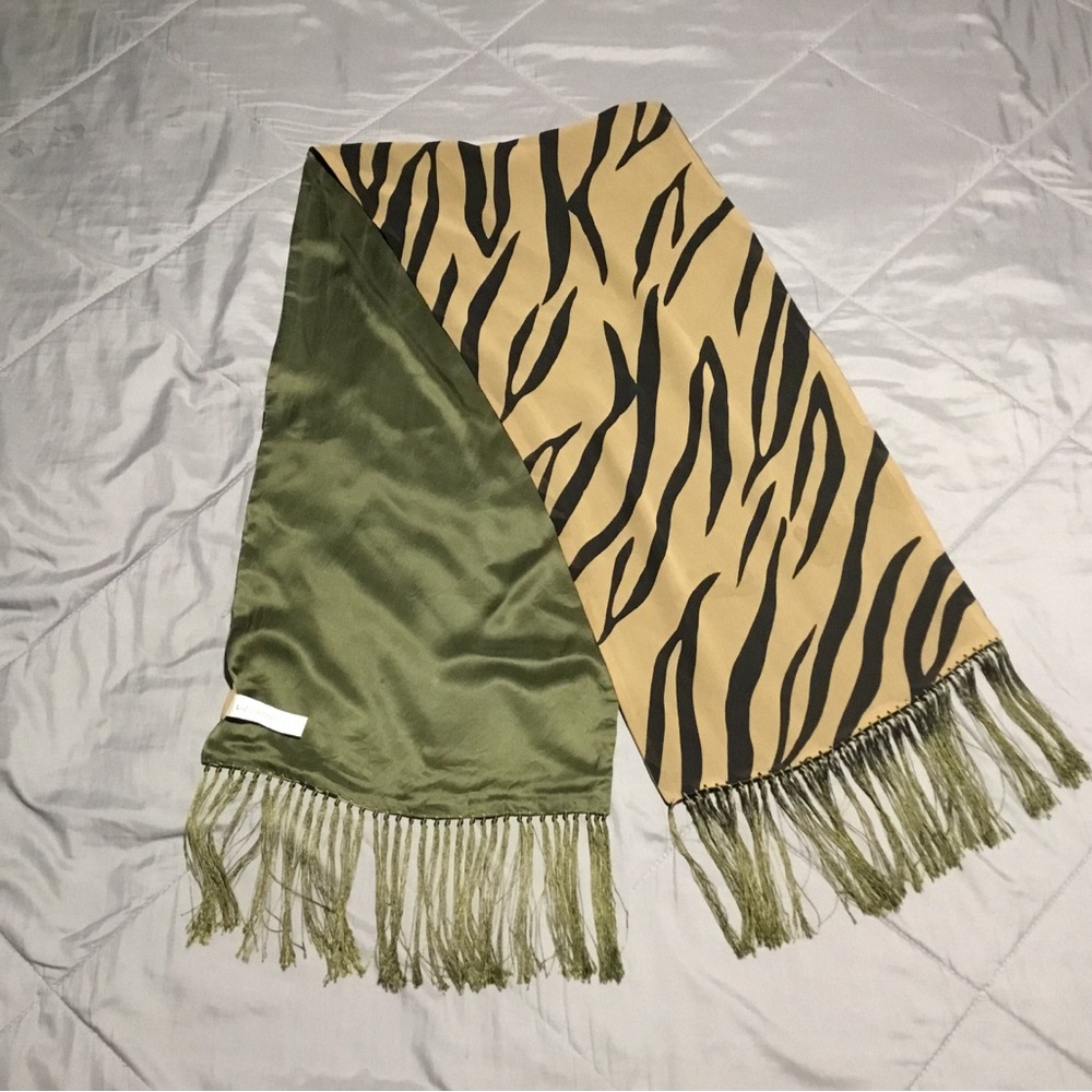 Animal Print and Olive Green Scarf Liz Claiborne